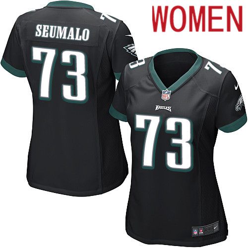 Women Philadelphia Eagles #73 Isaac Seumalo Nike Black Game NFL Jersey->women nfl jersey->Women Jersey